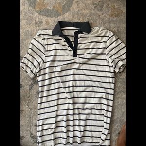 Lululemom blue and white striped men’s  polo